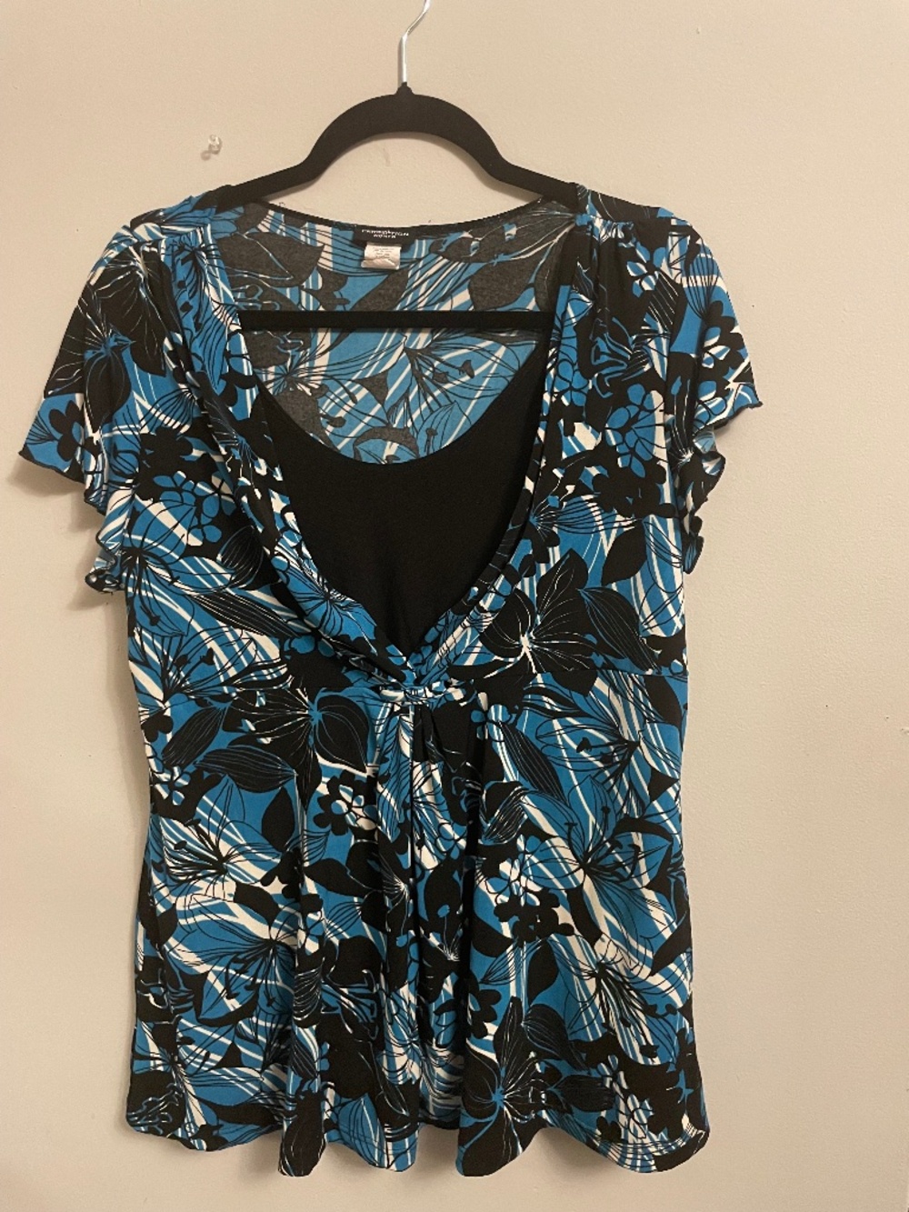 Perception women size 2X teal, and black blouse